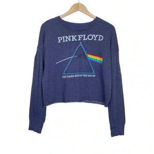 Pink Floyd Sweatshirt Medium Blue Graphic Cropped Pullover